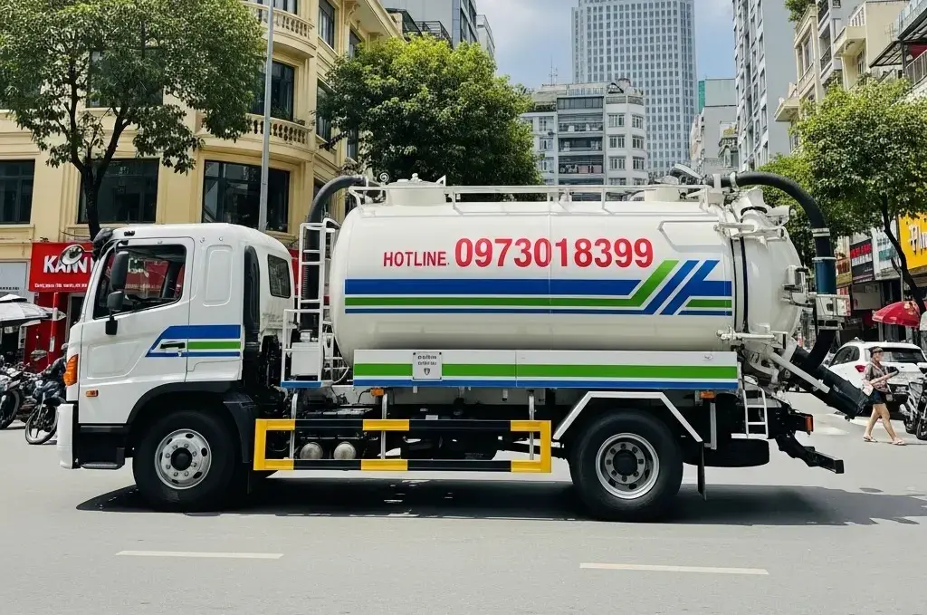 Đội xe h&uacute;t hầm cầu đa tải trọng phục vụ mọi ng&otilde; ng&aacute;ch Quận 1